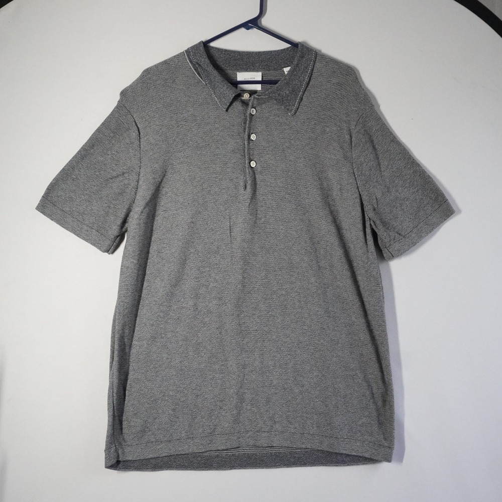 Billy Reid Mens Grey Pima Cotton Textured Knit Short Sleeve Polo Shirt XL